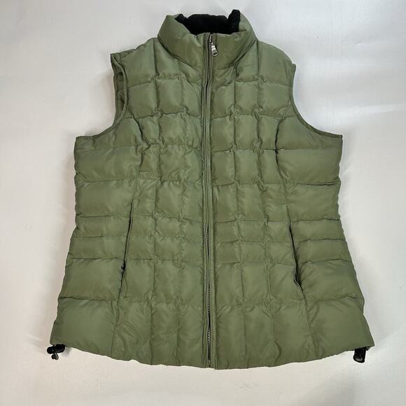 Eddie Bauer Vest Womens Small Quilted Goose Down Sage Green Full Zip Puffer - Picture 1 of 10